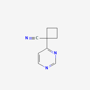 molecular formula C9H9N3 B13533305 1-(Pyrimidin-4-yl)cyclobutane-1-carbonitrile 