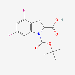 molecular formula C14H15F2NO4 B13533413 1-(tert-Butoxycarbonyl)-4,6-difluoroindoline-2-carboxylic acid 