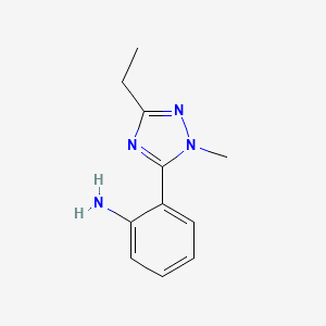 molecular formula C11H14N4 B13533523 2-(3-Ethyl-1-methyl-1h-1,2,4-triazol-5-yl)aniline 