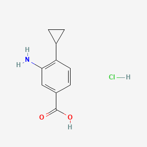 molecular formula C10H12ClNO2 B13533537 3-Amino-4-cyclopropylbenzoicacidhydrochloride 