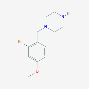 molecular formula C12H17BrN2O B13533586 1-[(2-Bromo-4-methoxyphenyl)methyl]piperazine 