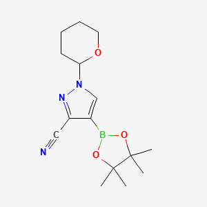 molecular formula C15H22BN3O3 B13533627 1-(Tetrahydro-2H-pyran-2-yl)-4-(4,4,5,5-tetramethyl-1,3,2-dioxaborolan-2-yl)-1H-pyrazole-3-carbonitrile 