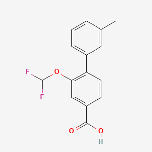 molecular formula C15H12F2O3 B13533735 3-(Difluoromethoxy)-4-(3-methylphenyl)benzoic acid 