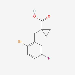 molecular formula C11H10BrFO2 B13533819 1-(2-Bromo-5-fluorobenzyl)cyclopropane-1-carboxylic acid 