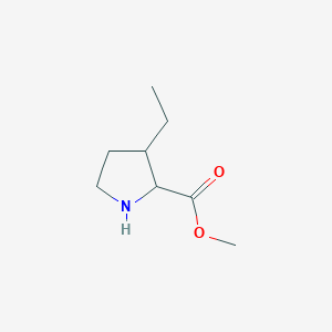 molecular formula C8H15NO2 B13533828 Methyl 3-ethylpyrrolidine-2-carboxylate 