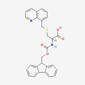 molecular formula C28H24N2O4S B13533911 2-((((9H-Fluoren-9-yl)methoxy)carbonyl)amino)-3-((quinolin-8-ylmethyl)thio)propanoic acid 