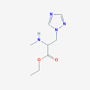 molecular formula C8H14N4O2 B13534022 Ethyl 2-(methylamino)-3-(1h-1,2,4-triazol-1-yl)propanoate 