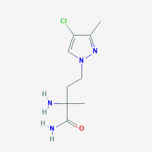 molecular formula C9H15ClN4O B13534051 2-Amino-4-(4-chloro-3-methyl-1h-pyrazol-1-yl)-2-methylbutanamide 