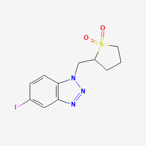 molecular formula C11H12IN3O2S B13534090 2-((5-Iodo-1H-benzo[d][1,2,3]triazol-1-yl)methyl)tetrahydrothiophene 1,1-dioxide 