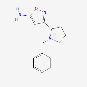 molecular formula C14H17N3O B13534178 3-(1-Benzylpyrrolidin-2-yl)isoxazol-5-amine 