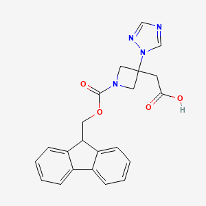 molecular formula C22H20N4O4 B13534203 2-(1-{[(9H-fluoren-9-yl)methoxy]carbonyl}-3-(1H-1,2,4-triazol-1-yl)azetidin-3-yl)acetic acid 