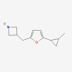 molecular formula C12H17NO B13534315 3-((5-(2-Methylcyclopropyl)furan-2-yl)methyl)azetidine 