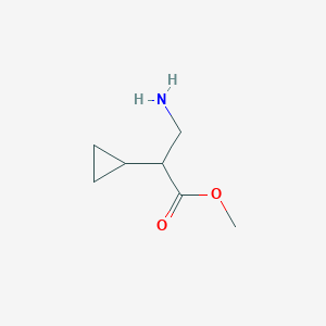 molecular formula C7H13NO2 B13534469 Methyl 3-amino-2-cyclopropylpropanoate 