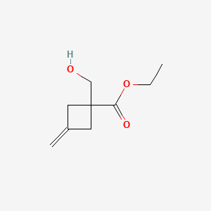 molecular formula C9H14O3 B13534510 Ethyl 1-(Hydroxymethyl)-3-methylenecyclobutanecarboxylate 