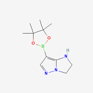 molecular formula C11H18BN3O2 B13534713 7-(4,4,5,5-Tetramethyl-1,3,2-dioxaborolan-2-yl)-2,3-dihydro-1H-imidazo[1,2-b]pyrazole 