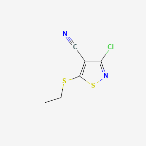 molecular formula C6H5ClN2S2 B13534754 3-Chloro-5-(ethylsulfanyl)-1,2-thiazole-4-carbonitrile 