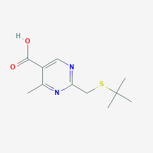 molecular formula C11H16N2O2S B13534875 2-((Tert-butylthio)methyl)-4-methylpyrimidine-5-carboxylic acid 