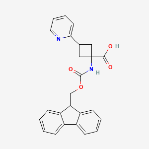 molecular formula C25H22N2O4 B13534929 1-({[(9H-fluoren-9-yl)methoxy]carbonyl}amino)-3-(pyridin-2-yl)cyclobutane-1-carboxylic acid 