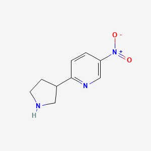 molecular formula C9H11N3O2 B13534994 5-Nitro-2-(pyrrolidin-3-YL)pyridine CAS No. 1196157-09-1