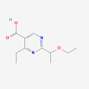 molecular formula C11H16N2O3 B13535076 2-(1-Ethoxyethyl)-4-ethylpyrimidine-5-carboxylic acid 