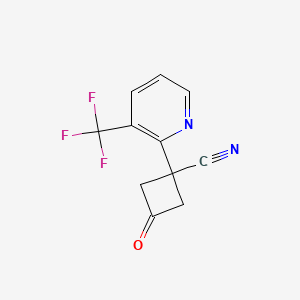 molecular formula C11H7F3N2O B13535105 3-Oxo-1-(3-(trifluoromethyl)pyridin-2-yl)cyclobutane-1-carbonitrile 