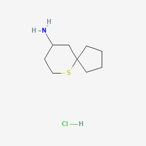 molecular formula C9H18ClNS B13535243 6-Thiaspiro[4.5]decan-9-aminehydrochloride 