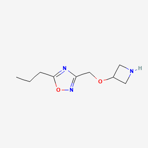 molecular formula C9H15N3O2 B13535296 3-((Azetidin-3-yloxy)methyl)-5-propyl-1,2,4-oxadiazole 