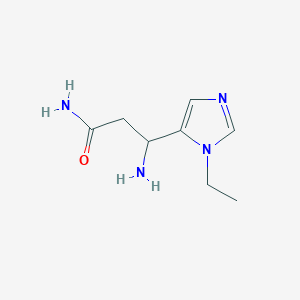 molecular formula C8H14N4O B13535341 3-amino-3-(1-ethyl-1H-imidazol-5-yl)propanamide 