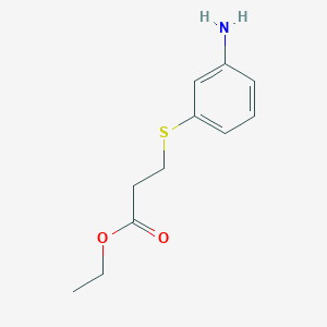 molecular formula C11H15NO2S B13535430 Ethyl 3-((3-aminophenyl)thio)propanoate 