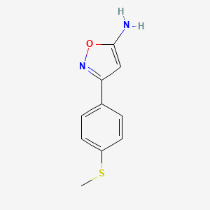 molecular formula C10H10N2OS B13535456 3-(4-(Methylthio)phenyl)isoxazol-5-amine 