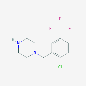 molecular formula C12H14ClF3N2 B13535462 1-(2-Bromo-6-chlorobenzyl)piperazine 