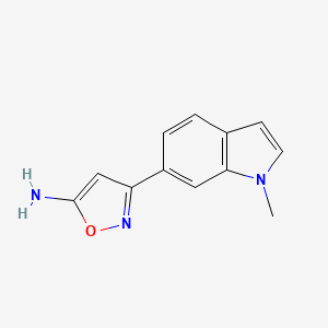 molecular formula C12H11N3O B13535474 5-Amino-3-(1-methyl-6-indolyl)isoxazole 