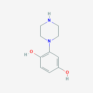 molecular formula C10H14N2O2 B13535510 2-(Piperazin-1-yl)benzene-1,4-diol 