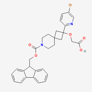 molecular formula C30H29BrN2O5 B13535516 2-{[2-(5-bromopyridin-2-yl)-7-{[(9H-fluoren-9-yl)methoxy]carbonyl}-7-azaspiro[3.5]nonan-2-yl]oxy}aceticacid 