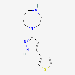 molecular formula C12H16N4S B13535593 1-(3-(thiophen-3-yl)-1H-pyrazol-5-yl)-1,4-diazepane 