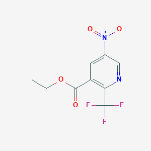 molecular formula C9H7F3N2O4 B13535615 Ethyl 5-nitro-2-(trifluoromethyl)pyridine-3-carboxylate 