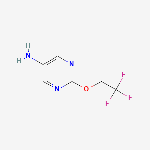 molecular formula C6H6F3N3O B13535621 5-Pyrimidinamine, 2-(2,2,2-trifluoroethoxy)- 