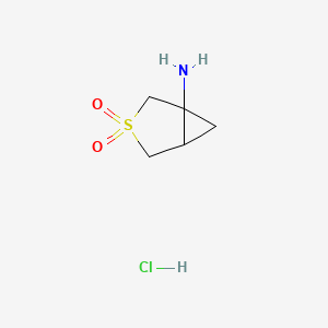 molecular formula C5H10ClNO2S B13535651 1-Amino-3lambda6-thiabicyclo[3.1.0]hexane-3,3-dione hydrochloride 