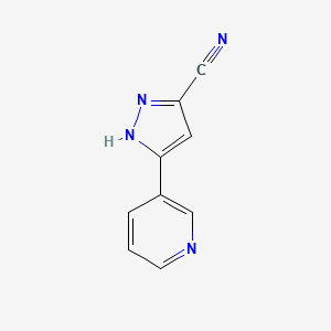 molecular formula C9H6N4 B13535662 3-(pyridin-3-yl)-1H-pyrazole-5-carbonitrile 