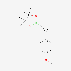 molecular formula C16H23BO3 B13535670 2-[2-(4-Methoxyphenyl)cyclopropyl]-4,4,5,5-tetramethyl-1,3,2-dioxaborolane 