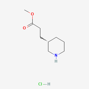 molecular formula C9H18ClNO2 B13535713 methyl3-[(3S)-piperidin-3-yl]propanoatehydrochloride 