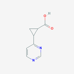 molecular formula C8H8N2O2 B13535854 2-(Pyrimidin-4-yl)cyclopropane-1-carboxylic acid 