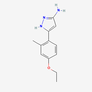 molecular formula C12H15N3O B13535858 5-(4-ethoxy-2-methylphenyl)-1H-pyrazol-3-amine 