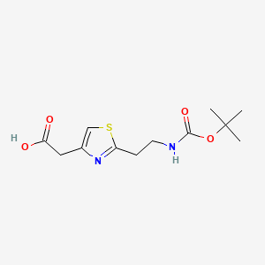 molecular formula C12H18N2O4S B13535875 2-[2-(2-{[(Tert-butoxy)carbonyl]amino}ethyl)-1,3-thiazol-4-yl]aceticacid 