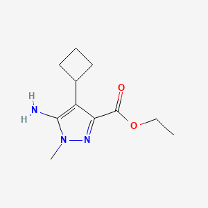 molecular formula C11H17N3O2 B13535877 ethyl 5-amino-4-cyclobutyl-1-methyl-1H-pyrazole-3-carboxylate 