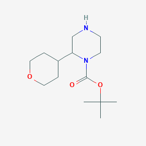 molecular formula C14H26N2O3 B13535908 tert-butyl 2-(tetrahydro-2H-pyran-4-yl)piperazine-1-carboxylate 