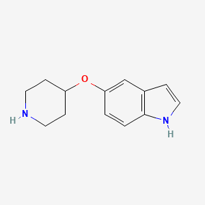 molecular formula C13H16N2O B13536000 5-(4-Piperidinyloxy)-1H-indole 