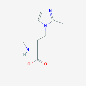 molecular formula C11H19N3O2 B13536028 Methyl 2-methyl-4-(2-methyl-1h-imidazol-1-yl)-2-(methylamino)butanoate 