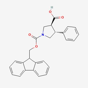 molecular formula C26H23NO4 B13536064 (3S,4R)-1-{[(9H-fluoren-9-yl)methoxy]carbonyl}-4-phenylpyrrolidine-3-carboxylicacid CAS No. 2137078-59-0