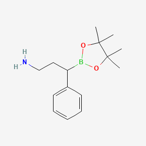 molecular formula C15H24BNO2 B13536312 3-Phenyl-3-(tetramethyl-1,3,2-dioxaborolan-2-yl)propan-1-amine 